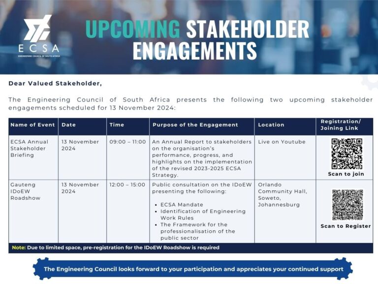 Upcoming ECSA Stakeholder Engagements. – ECSA