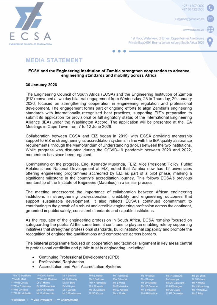 ECSA – Engineering Council of South Africa