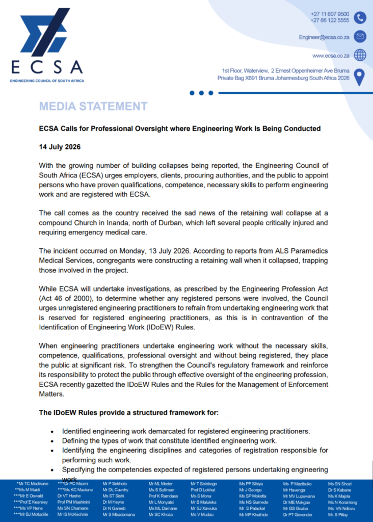 ECSA – Engineering Council of South Africa